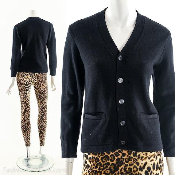MINIMALIST Black Cardigan,Vintage Knit Cardigan,Sw