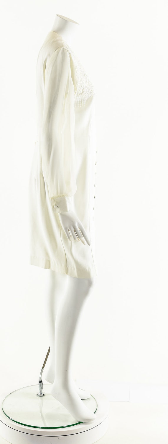White Fringe Dress,Crochet Sheer Dress,80s Blazer… - image 4