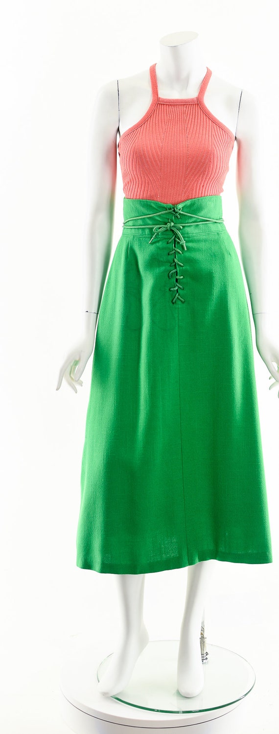 Green Corset Skirt,Lace Up Linen Skirt,High Waist… - image 4