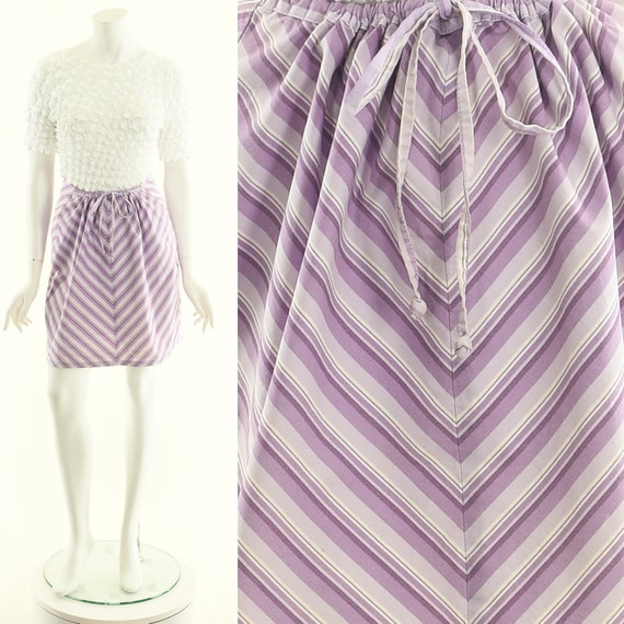 Lavender Striped Skirt,Candy Striped Skirt,90s Ch… - image 1