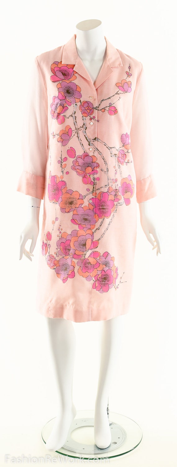 ALFRED SHAHEEN Dress,60s Cherry Blossom Dress,Han… - image 9