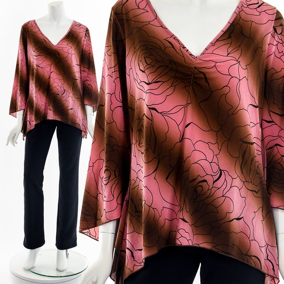 Y2K Dusty Rose Fluttery Stretchy Blouse - image 1