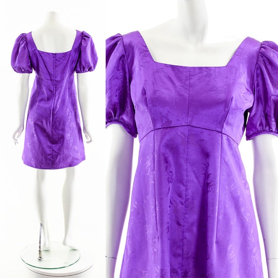 Purple Baby Doll Dress,Sexy Puff Sleeve Dress,Vin… - image 3