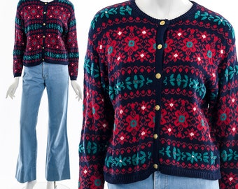 Floral Button Up Cardigan 80s