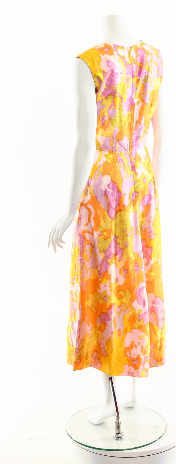 Bright Watercolor MaxiDress,60s Watercolor Art Pr… - image 8