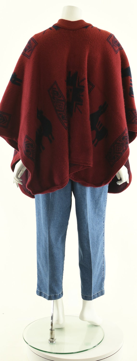 red alpaca wool poncho, southwest south american … - image 7