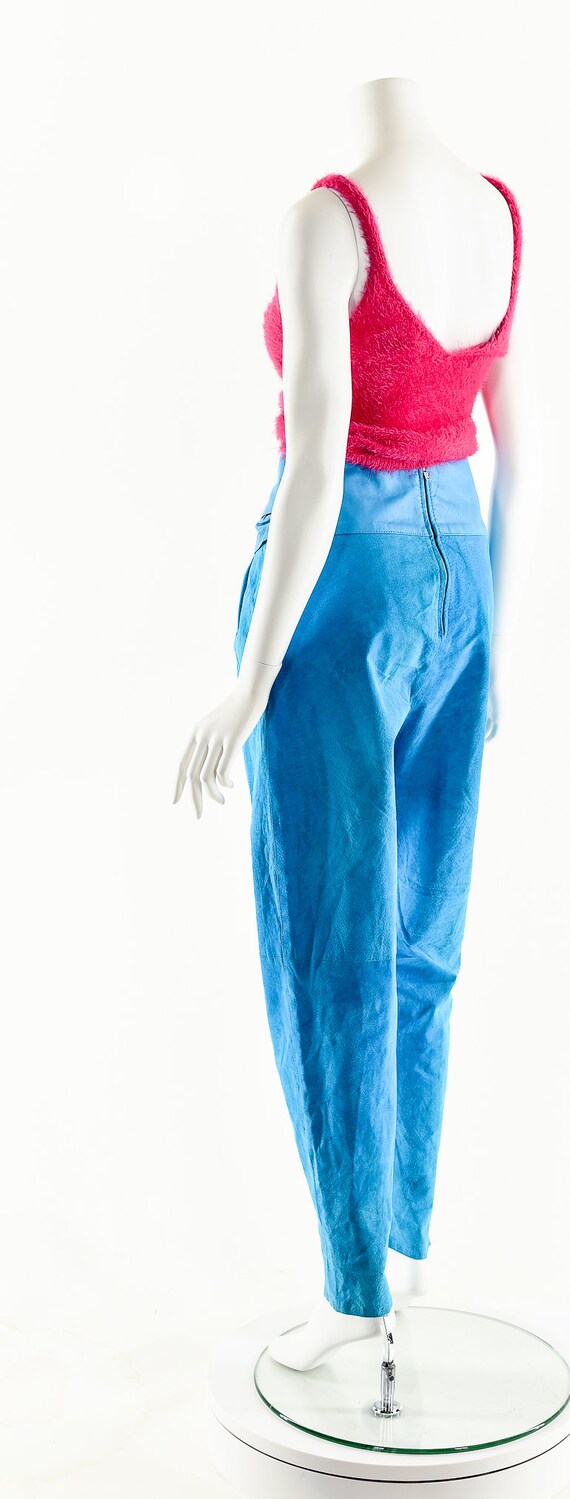 Blue Suede Pants,Turquoise Leather Pants,Tuxedo I… - image 8