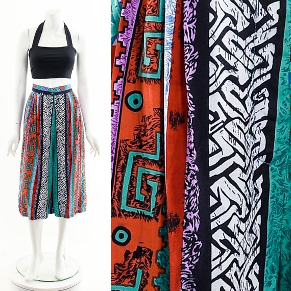 Graphic Tribal Skirt,Bright Southwest Skirt,Rainb… - image 1