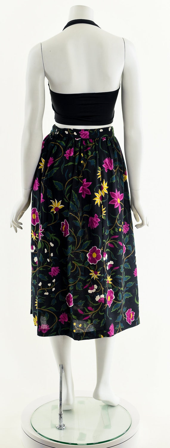 Floral Midi Skirt,80s Does 50s Skirt,Flower Rayon… - image 7