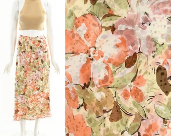 Watercolor Floral Chiffon Skirt,Floral Reversible Midi Skirt,y2k jagged hemline skirt,watercolor floral skirt,animal print midi skirt