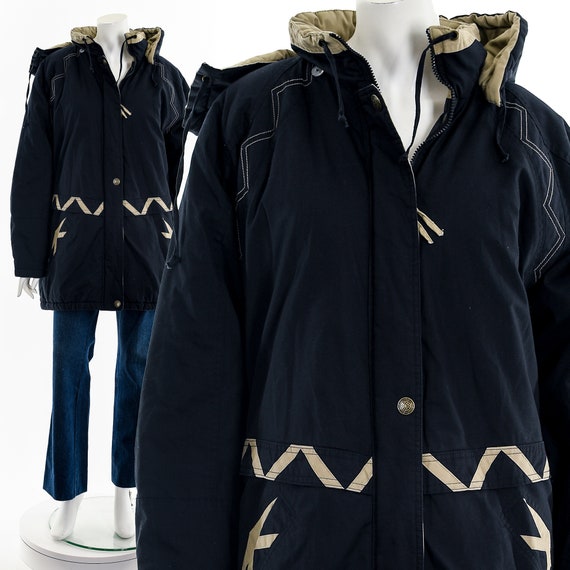 Puffer Black Down Winter Coat 90s - image 2