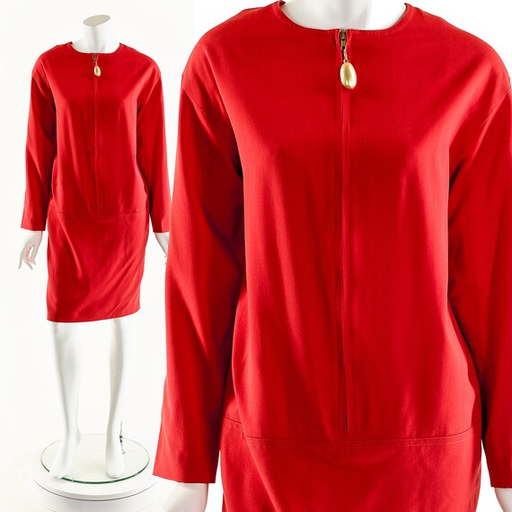 Red Wool Dress,Vintage Plus Size Dress,Red Hot Plu