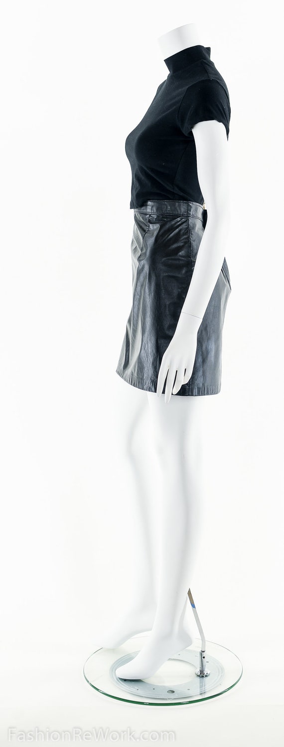 Black Leather Skirt,Leather Mini Skirt,Leather Sk… - image 5