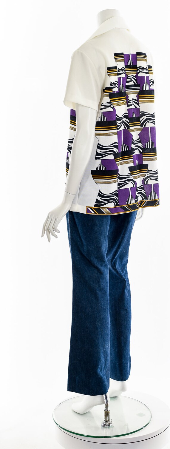 Psychedelic All Over Print Button Down Top - image 8