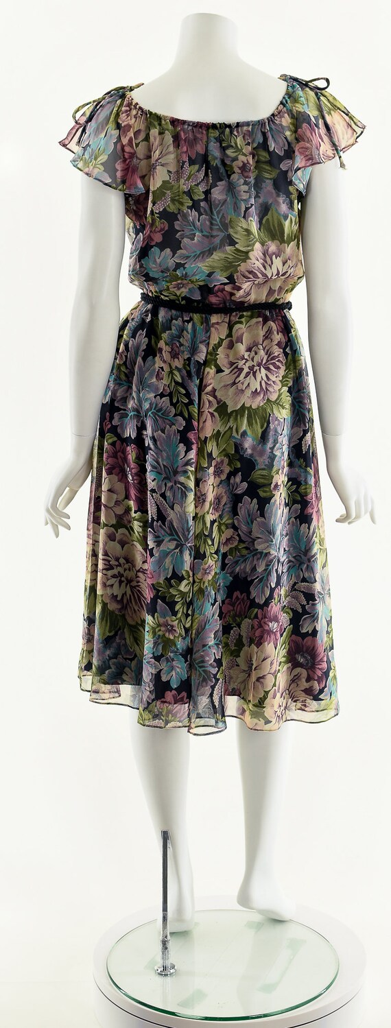 Floral Chiffon Dress,Dark Bohemian Dress,Dark Rom… - image 7