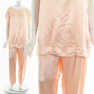 Peachy Pink Crinkle Satin Set