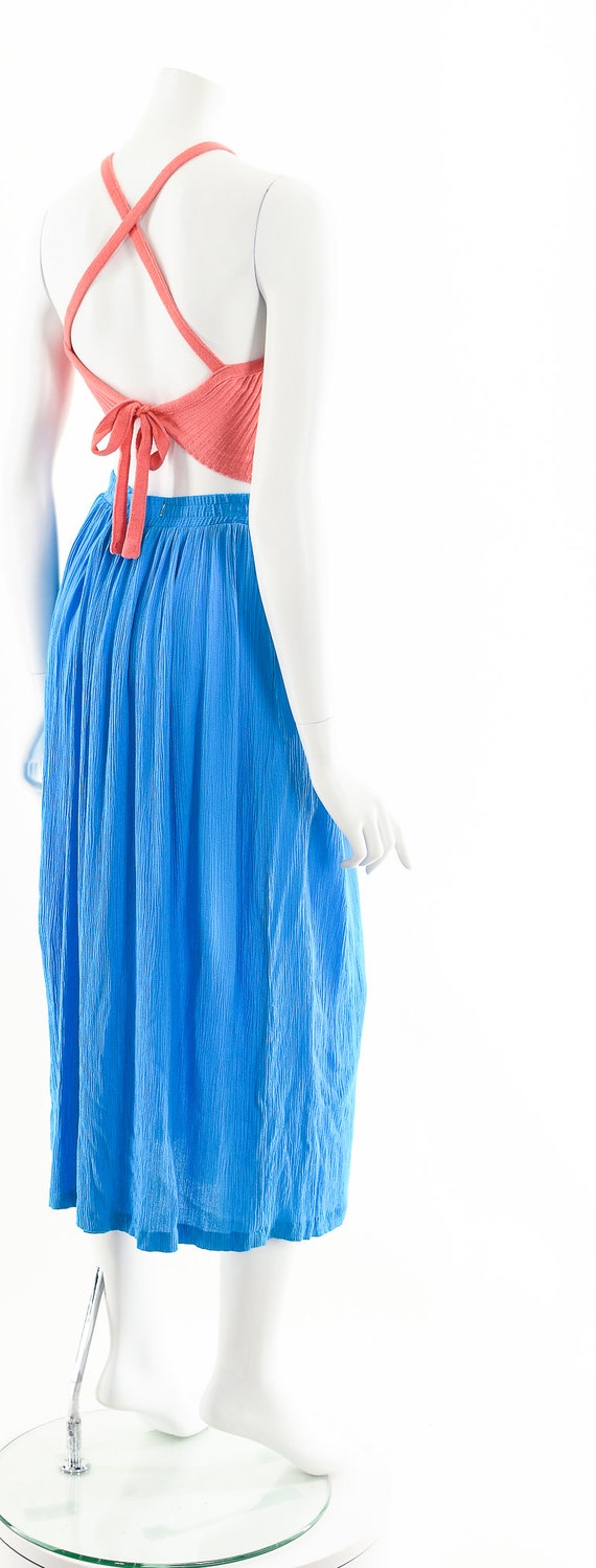 Blue Crinkle Gauze Skirt - image 6