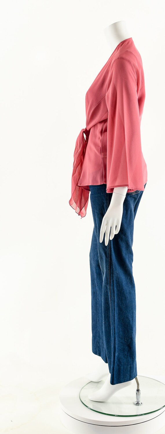 Sheer Dusty Pink Wrap Blouse, 2000s - image 9