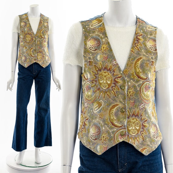 Celestial Sun Saturn Space Brocade Vest - image 2