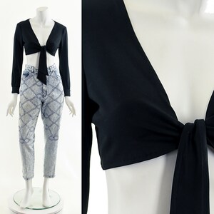 Black Wrap Crop Top 60s