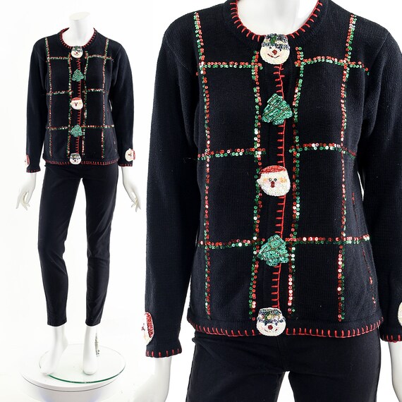 90s Black "Ugly" Christmas Sweater - image 2