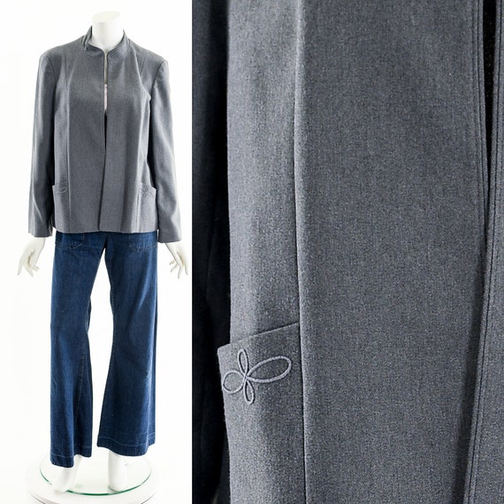 Gray Minimalistic Woolen Jacket - image 1