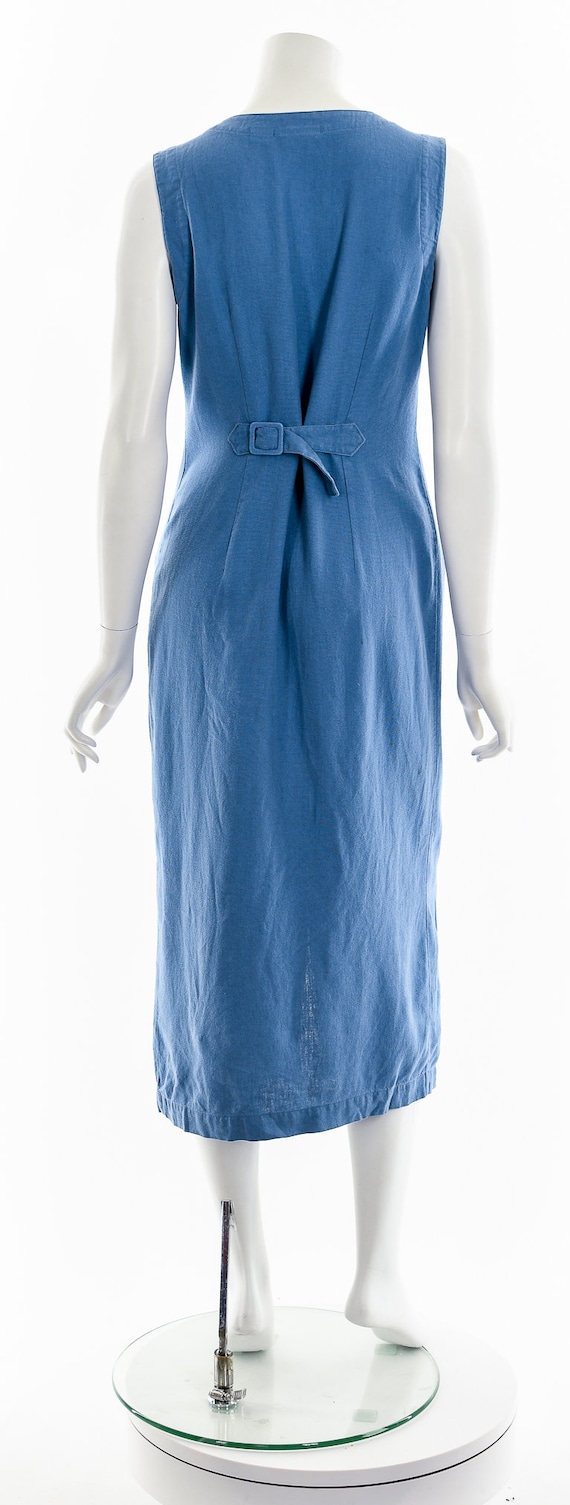 Dusty Blue Linen Button Down Midi Dress - image 7