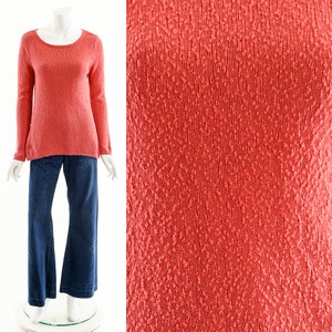 90s Coral Nubby Knit Long Sleeve Sweater