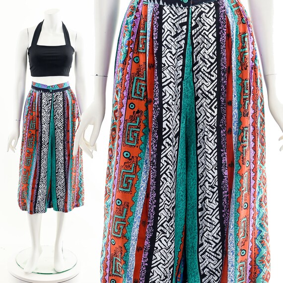 Graphic Tribal Skirt,Bright Southwest Skirt,Rainb… - image 2