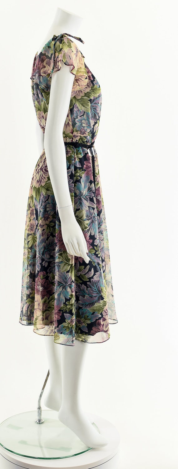 Floral Chiffon Dress,Dark Bohemian Dress,Dark Rom… - image 5