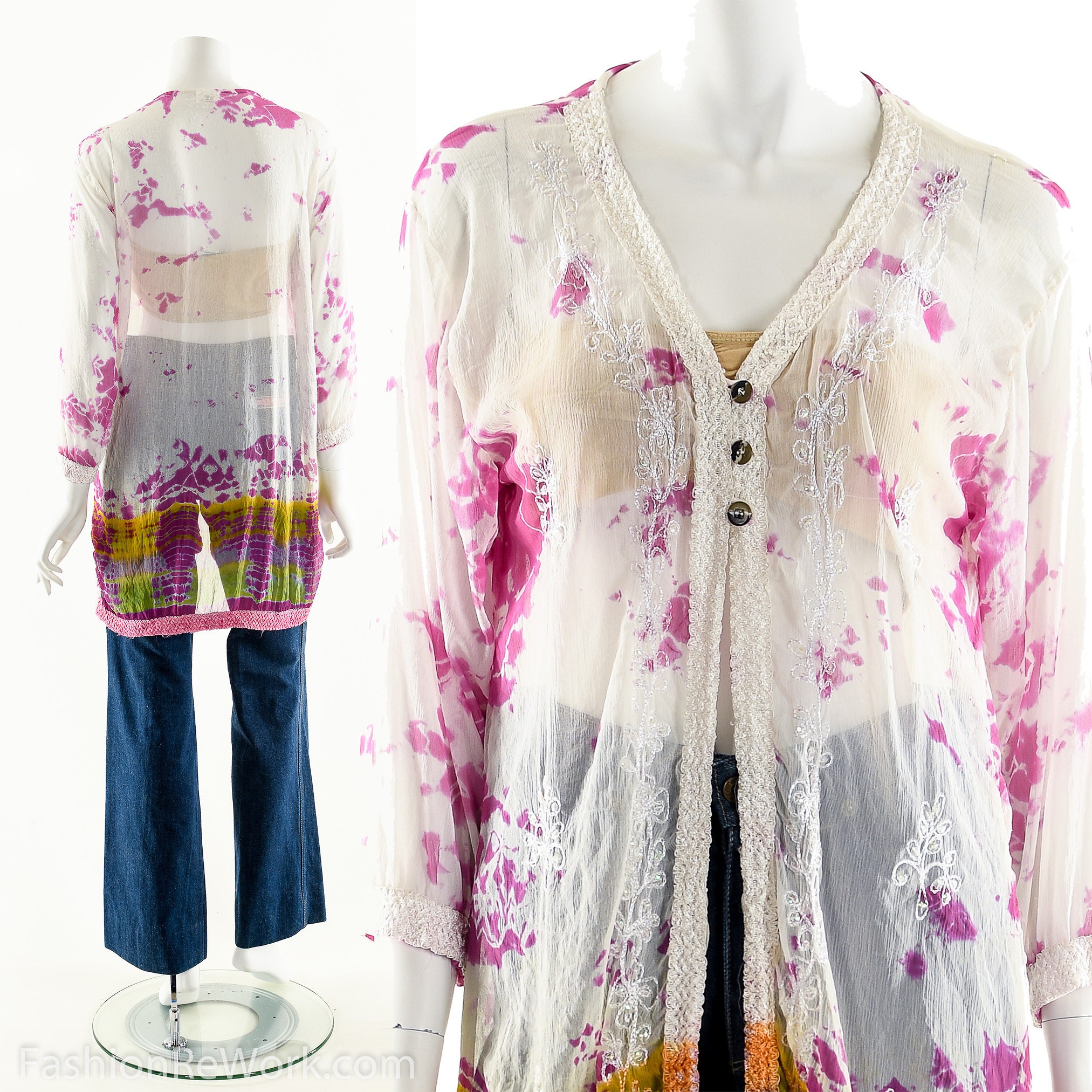 white sheer duster cardigan