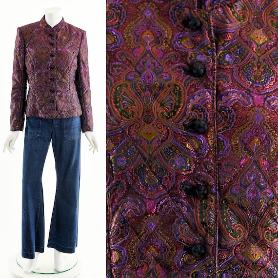 Paisley Quilted Jacket,Satin Quilt Jacket,Vintage… - image 1