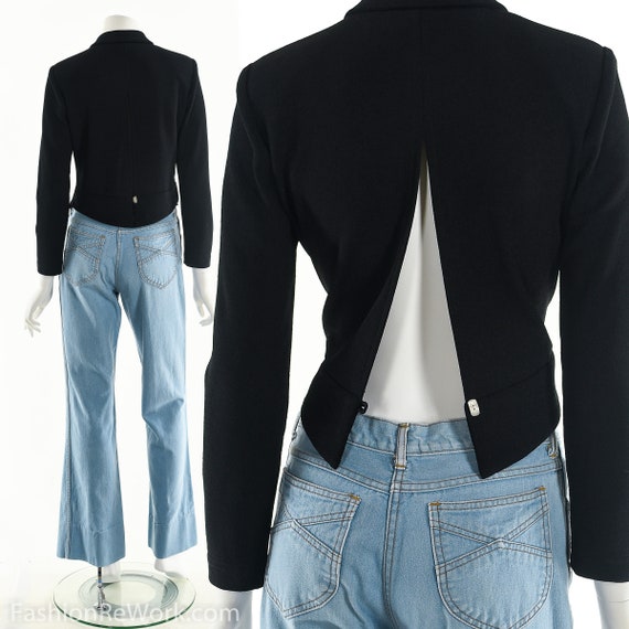 Black Cropped Jacket, Peakaboo Jacket, 90’s Jacket