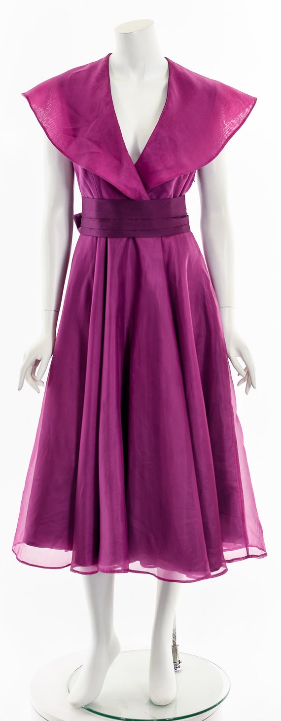 Purple Chiffon Fit and Flare Dress - image 4