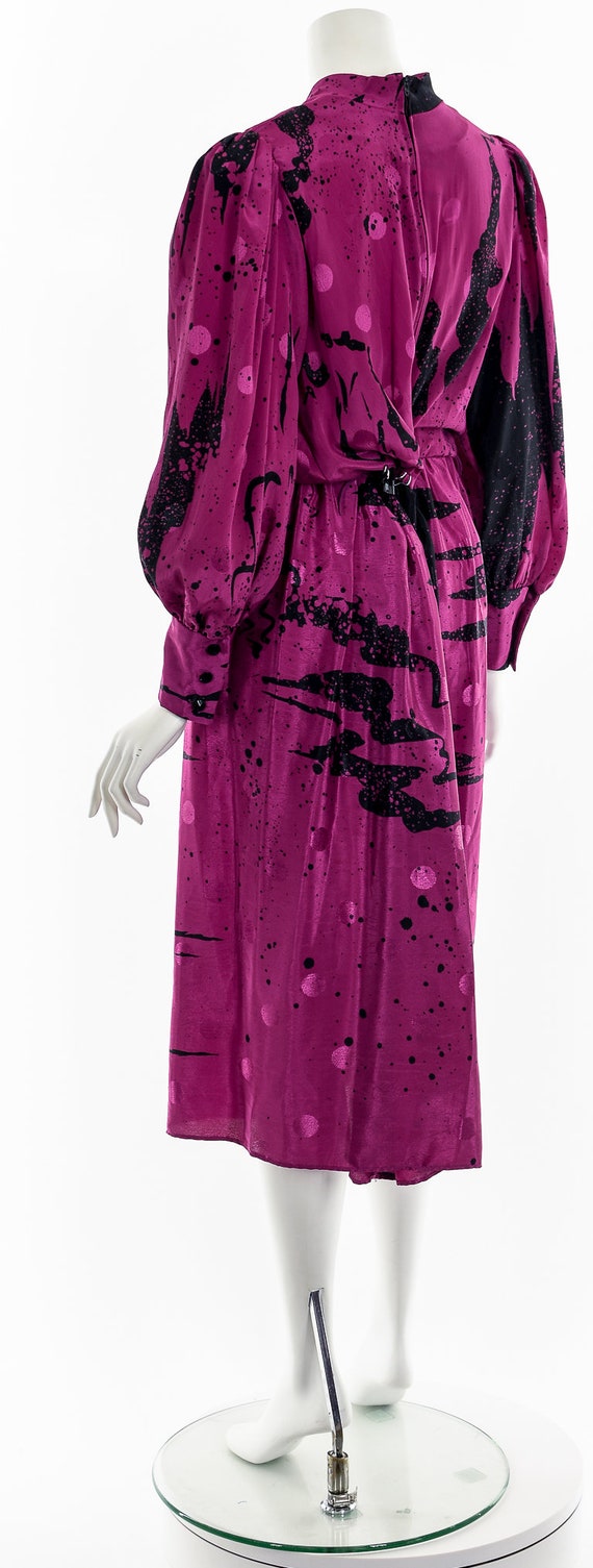 Abstract Purple Balloon Sleeve Dress - image 8