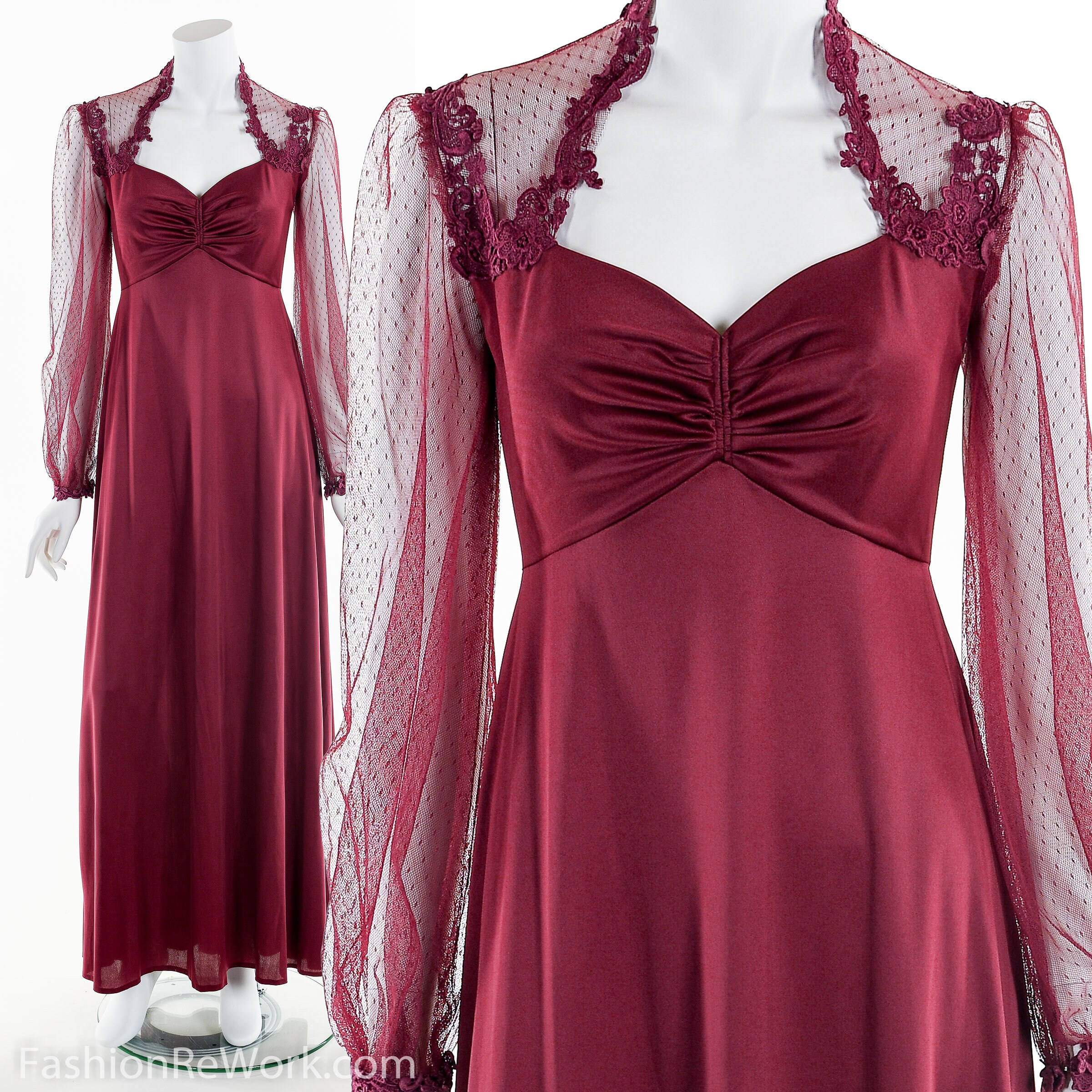 burgundy sheer dress