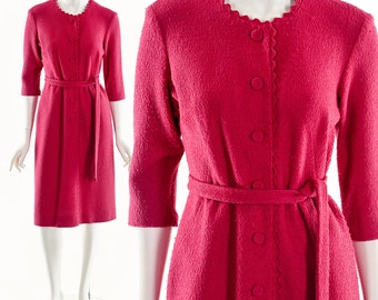 Pink Knit Dress, 50s Knit Dress, Casual Day Dress, Bodycon Dress,60s Pink Dress,Hand Knit Dress,Crochet Dress,Jackie O Dress,Jackie O Style