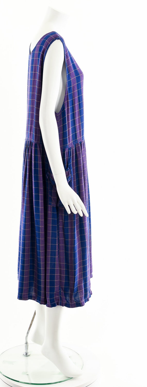 Rayon India Dress,Plaid Purple Midi Dress,Vintage… - image 5