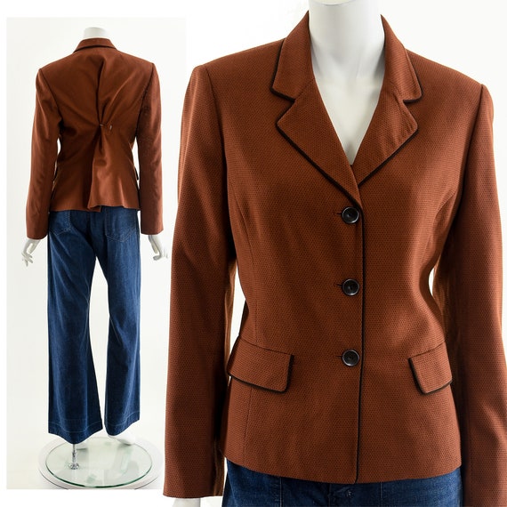 Copper Piped Blazer Suit Jacket - image 2