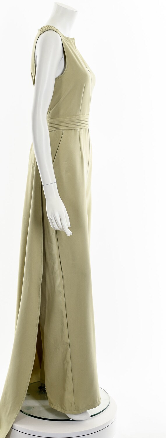 Tan Sleeveless Formal Jumpsuit with Train - image 5