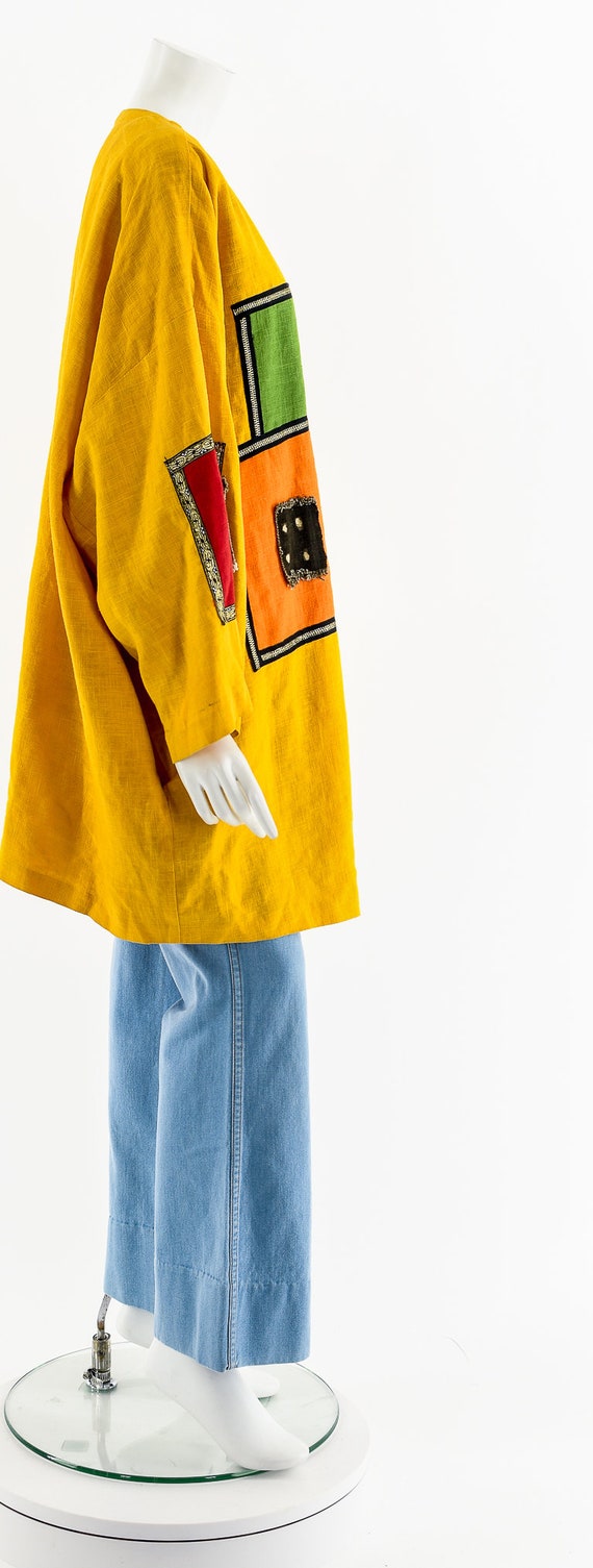 Wearable Art Patchwork Linen Jacket - image 5