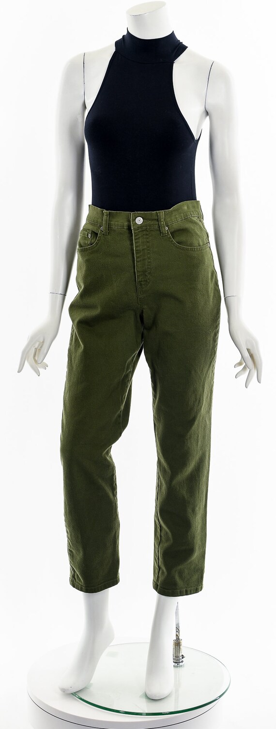 Olive Green High Waist Jeans - image 4