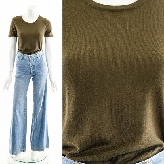 Bronze Slinky Knit Baby Tee - image 2