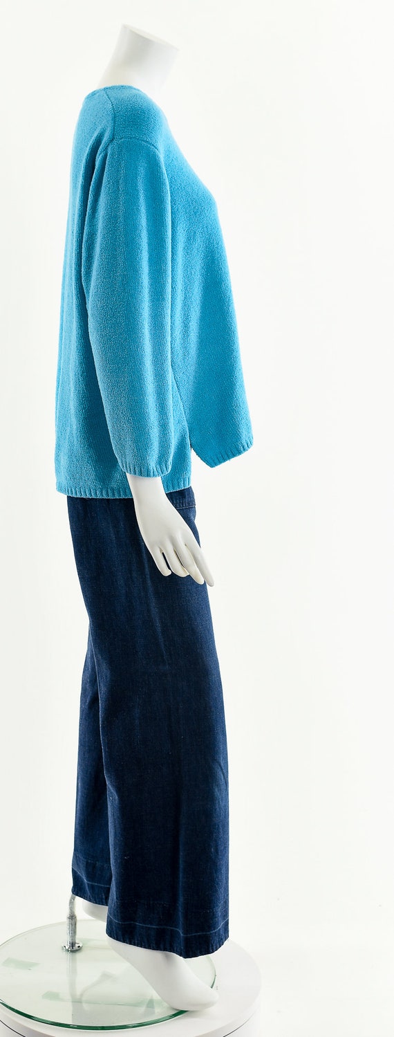 Aqua Blue Fuzzy Sweater, Asymmetric Pocket Sweate… - image 5
