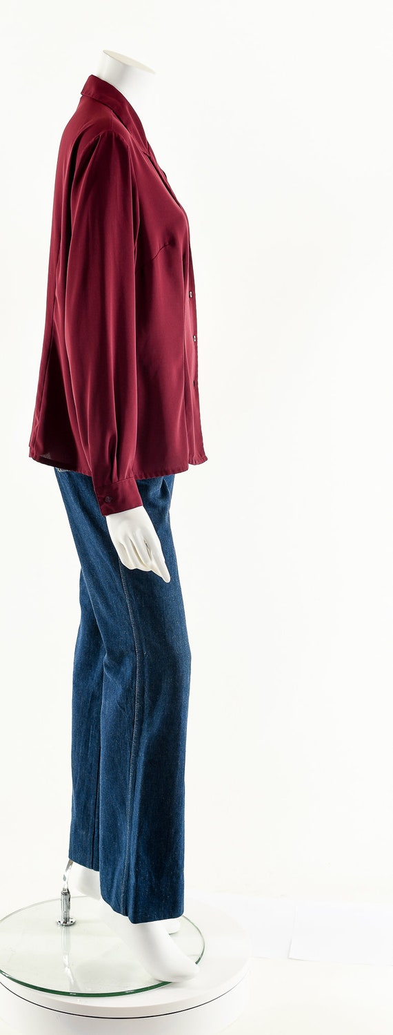 Burgundy Balloon Sleeve Blouse - image 5