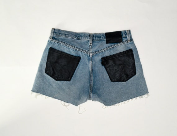 Reworked Leather Cutoff Levi's Shorts - image 1