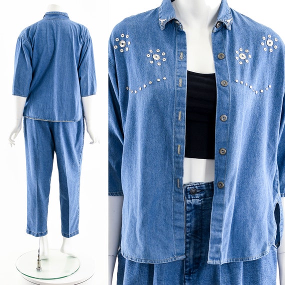 Studded Chambray Button Down 90s - image 2