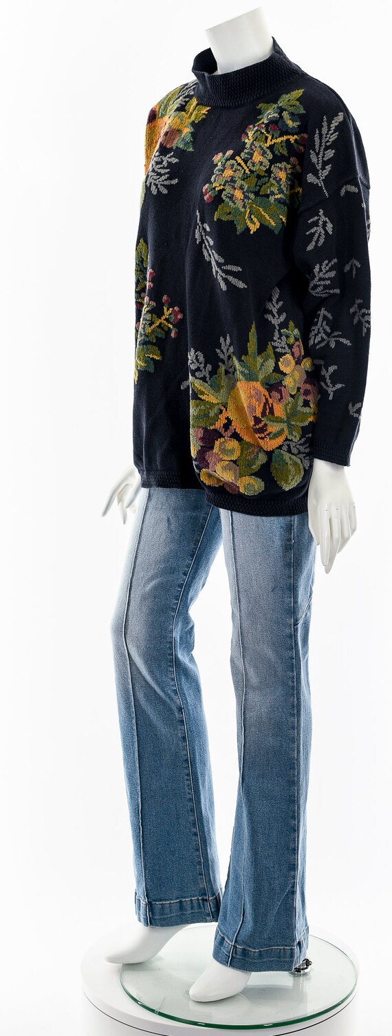 Autumnal Flower Oversized Cotton Sweater - image 10