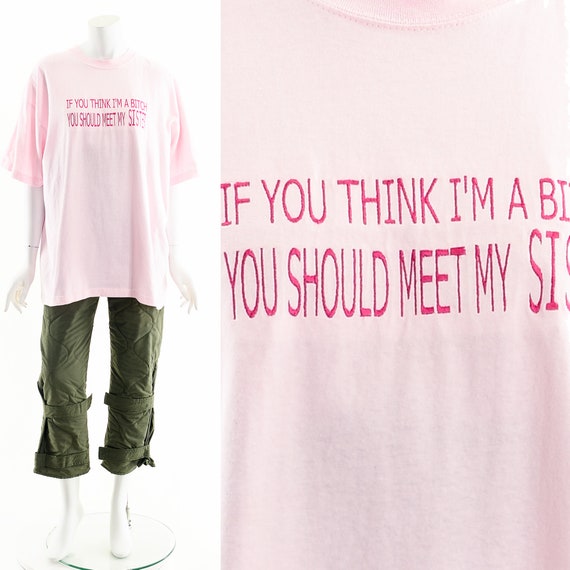funny sister pink tee,baby pink tee,90s slogan sh… - image 3