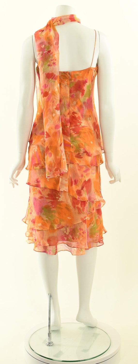 Watercolor Silk Dress,20s Inspired Tea Dress,Ruff… - image 7